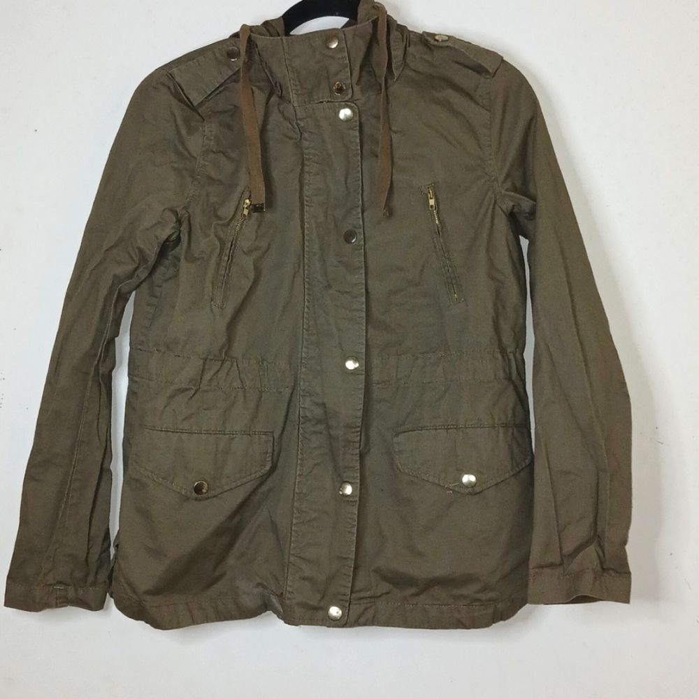 Love Tree Olive green jacket with hoodie and waist drawstring|‎ Size: Small